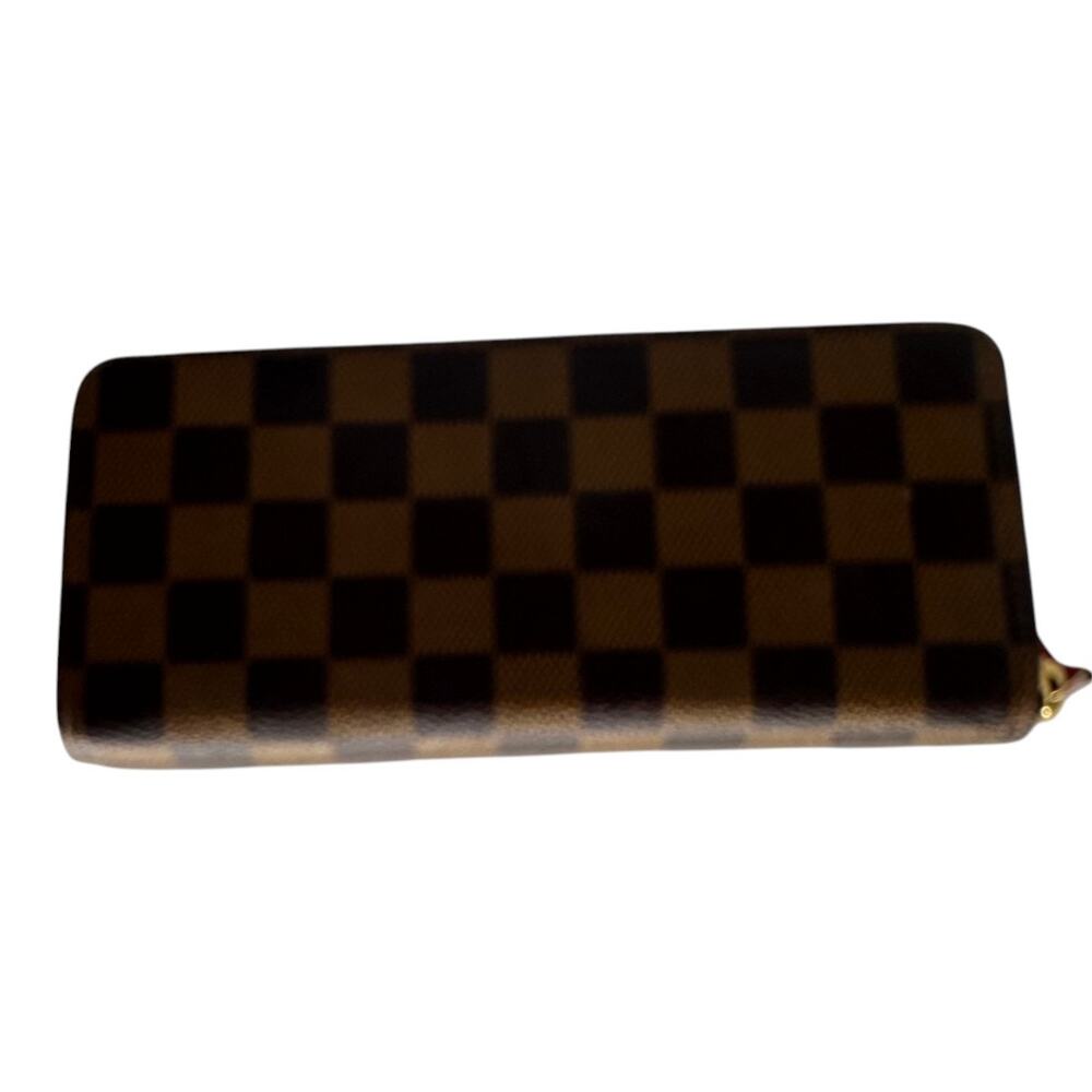 Louis Vuitton Clemence Wallet Damier Ebene Rose Ballerine Women's One Size